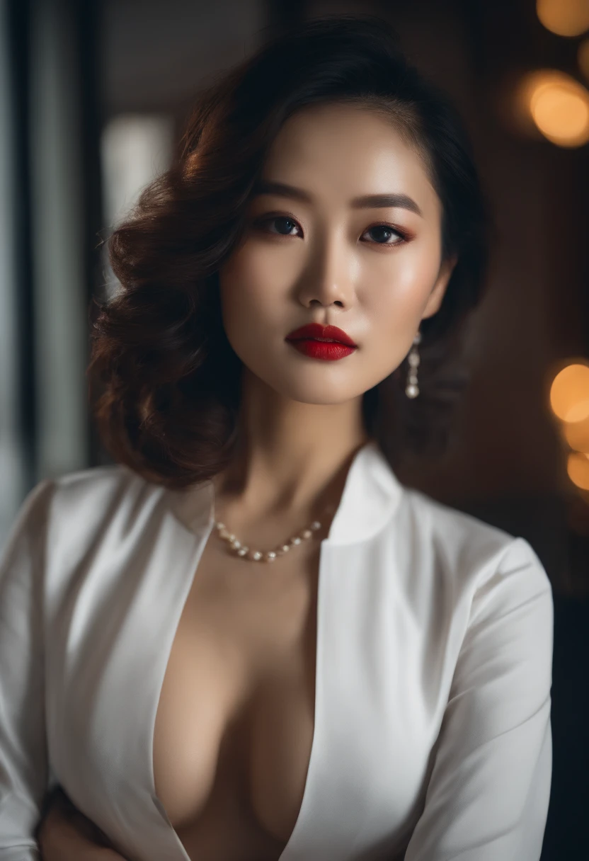 Asian white-collar women，Bust photo，A smell of rebellion，真实感