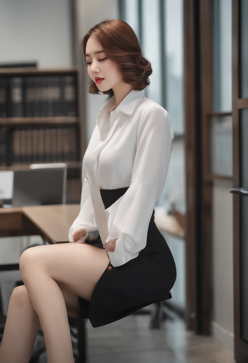 Works of masters,Best Picture Quality,female lawyer,Workplace attire,Banking professional shoes,Long white socks,((Giant body shape)),Strong body,Head over the ceiling,torn laundry,Broken clothes,button,Kneeling,(look of anguish),Open mouth anime emoticon,style of anime,Moe style art,The whole body occupies a small office single,Cracked shoes
Authoring information