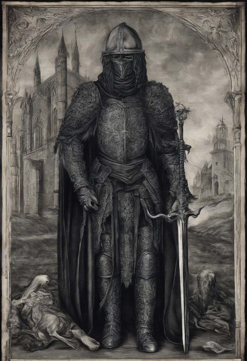 jovem pastor falando com um cavalheiro medieval com armadura