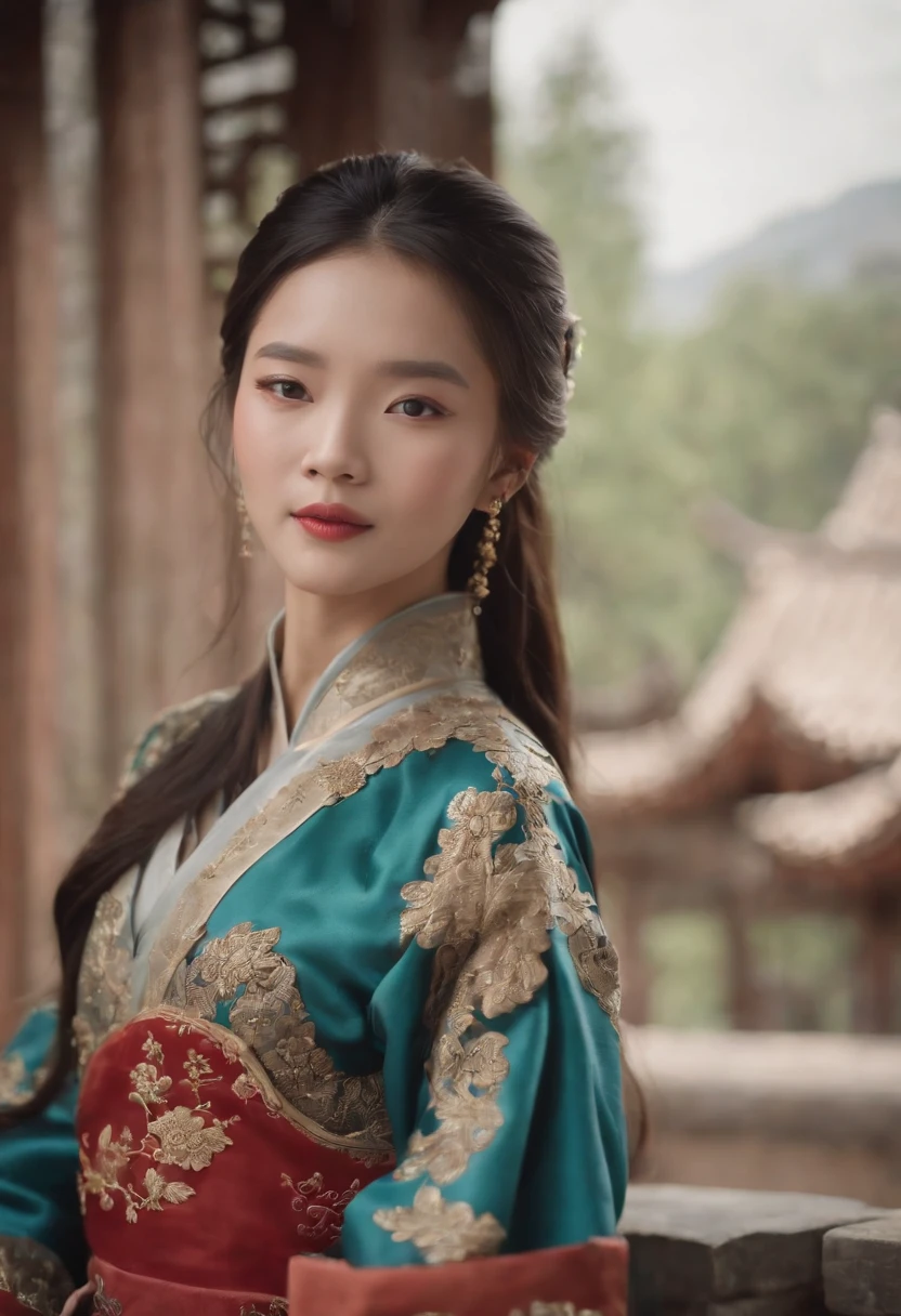 1womanl, 24 years of age,Star-like beauty,Chinese costumes,Ancient Chinese architecture,Chinese elements,