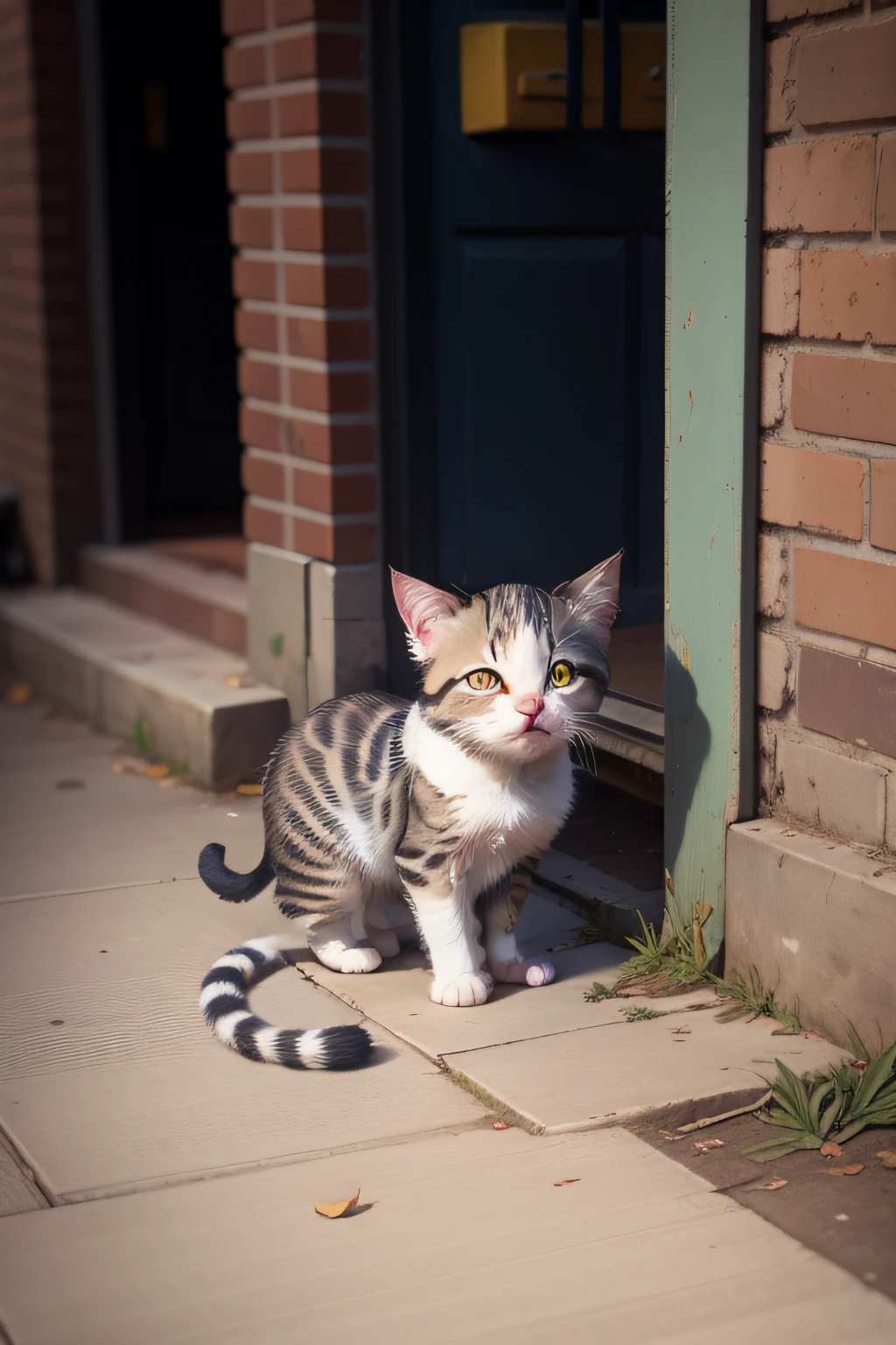 Abandoned kitten on the sidewalk