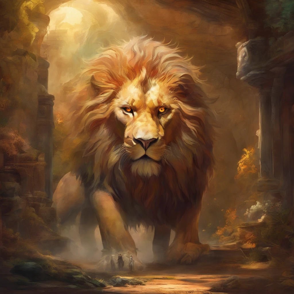 top-quality, masterpiece, ultra-detailliert, Raw photo, (Photorealsitic:1.4), Lion-faced monster, Glaring eyes, forceful, Beastly, In a creepy room, European style, Pale lighting, natta, depth of fields