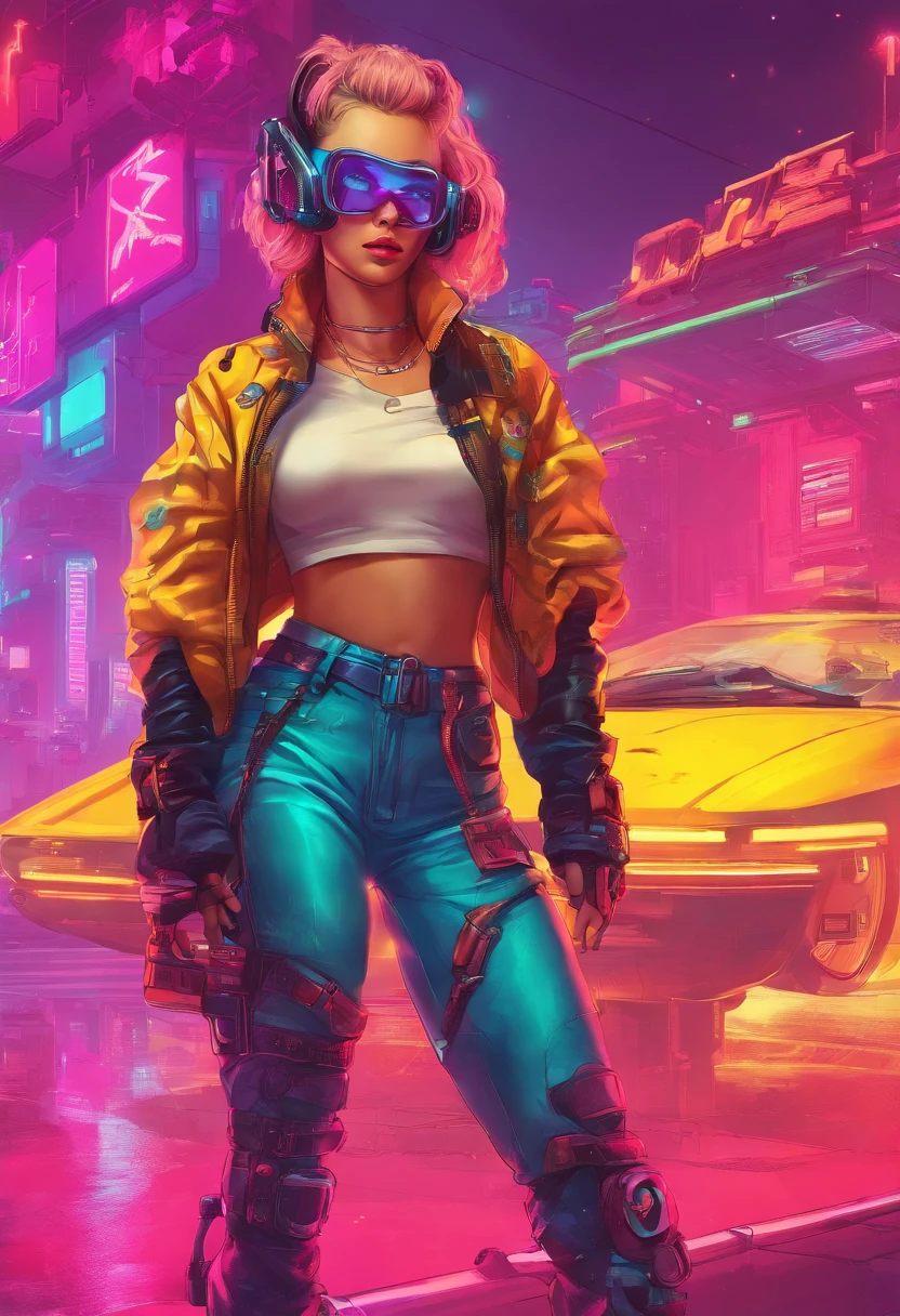Mulher jovem branco, cabelo channel, roupas estilosas, aparatos de hacker
