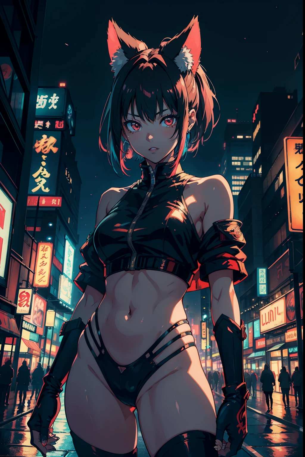 A young girl, Nagi from "Bloody Roar 4," standing in a vibrant city at night. She has beautiful detailed eyes and lips, and her face is extremely detailed. The cityscape behind her is illuminated by the lights of tall buildings and colorful neon signs. The atmosphere is filled with a sense of mystery and excitement. The artwork medium is a combination of digital illustrations and anime style. The image quality is the best, with high resolution and ultra-detailed rendering to capture every intricate detail. The colors are vivid and rich, with a touch of cool tones to enhance the nighttime ambiance. The lighting effects create a dramatic mood, with soft spotlights casting shadows and illuminating Nagi's face and surrounding environment.