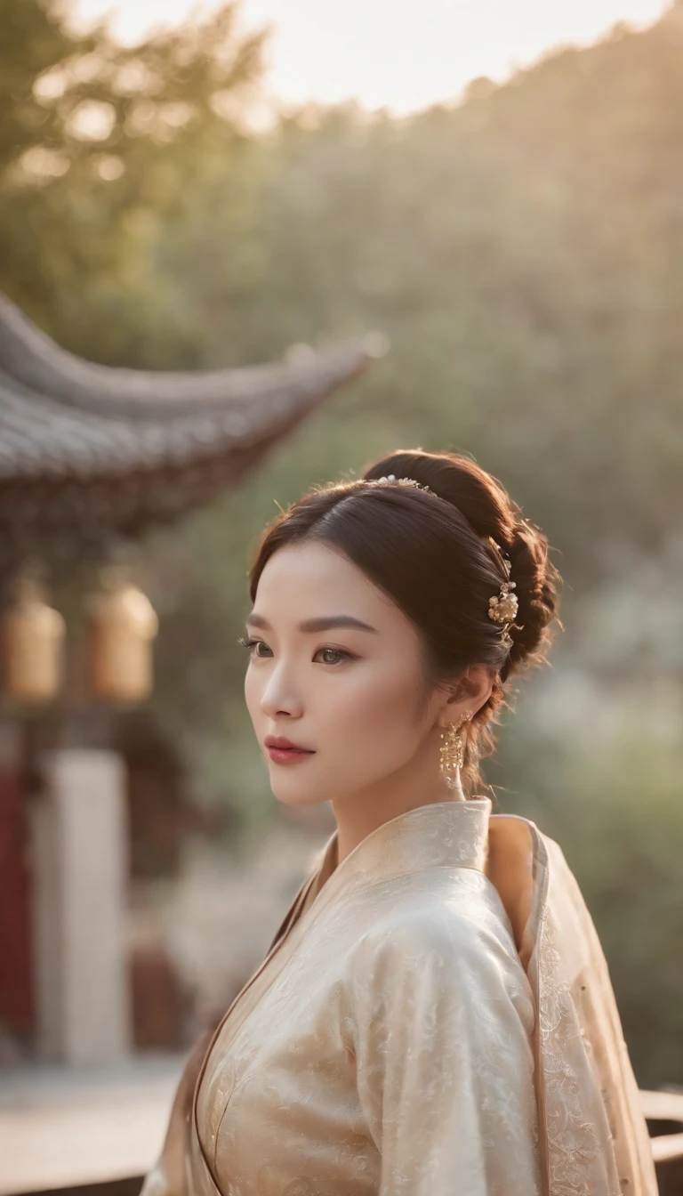 1womanl, 24 years of age，Chinese Beauty，((Focus above the thighs))，Star-studded beauty，Chinese costumes，Ancient Chinese court architecture，Chinese elements，the night，Countless lanterns，Front lighting，