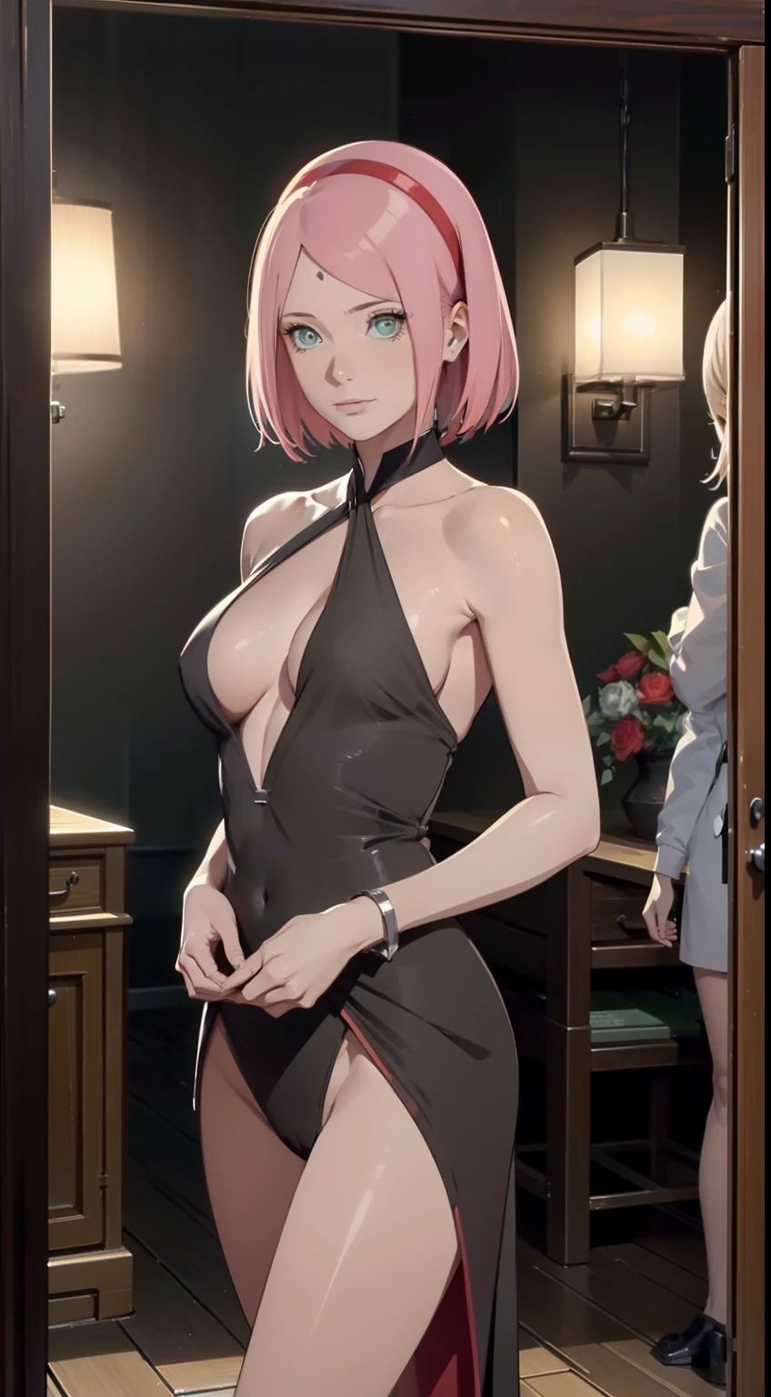 ,Kirschblütenwald, (Hohe Detailgenauigkeit:1 1), Raues Gesicht, natural skin, High quality, NSFW, Naruto Sakura,Ein rosahaariger,kurzes, detailliertes Haar,green eyes,(big boobs:1.2),(Schulterfreie Kleidung:1.5),Auslaufen aus der Schulter,(Bikini:1.5),(smil:1.2),Rot im Gesicht sein,(Spaltung:1.4),sexy Figur,Perfect body,Rosa Kleidung,gorgeous eyes, (detailliertes Gesicht und Augen), (Das Gesicht: 1 2), Noises,extra, Echtes Foto, ..................PSD, Lampenfilm-Fotografie, Scharfer Fokus, Kontrastreiche Beleuchtung, Empfindliche Haut, High Resolution 8K, Wahnsinnige Details, realistisch, Professionelles Fotoshooting, 8K UHD, Spiegelreflexkamera, Sanfte Beleuchtung, High quality, filmgrain, Fujifilm XT3,Zauberei,Partikel-FX,Arms behind the back, breasts pressed together