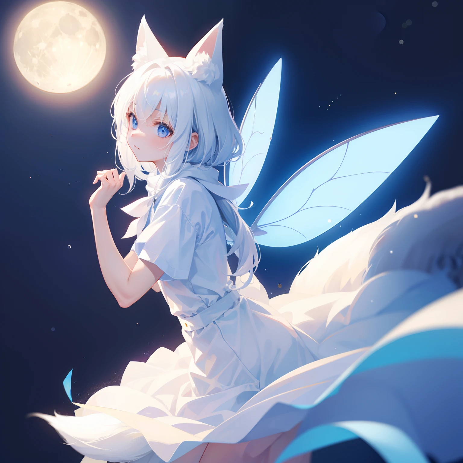 (A fairy white male fox jumper moon)