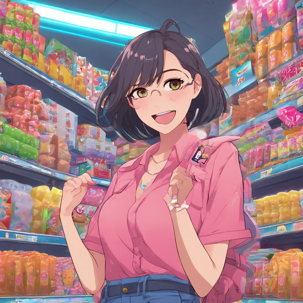 (finely best quality anime game frame:1.2), (kawaii girl:0.10), (1girl, solo:1.0), (black short hair:1.0), (smile:0.4), (upper body:1.0), (ultra-detailed, highres:1.0), cute anime characters in wonderful anime style, with a lot of beautiful and stress colors, (screenshot:1.0), (anime 3d game:1.0), in supermarket, snapchat image, selfie image,