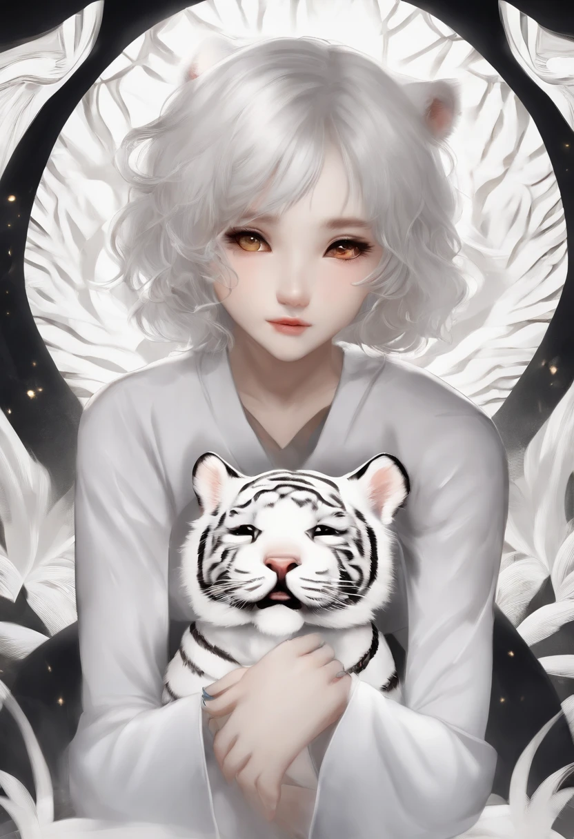 female pervert,large tities,the white tiger,White-haired little girl golden eyes,內射,Black and white impermanence