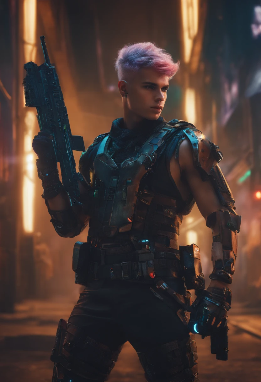 Cyber punk boy with guns