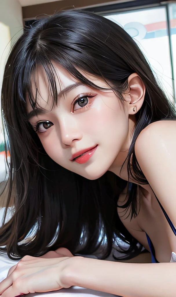 majicMIX Real、(Raw photography:1.2)、(Photorealsitic:1.4)、a beautiful detailed girl、facial expression of smile、A dark-haired、、Small bikini、extremely detailed eye and face、beatiful detailed eyes、huge filesize、ultra-detailliert、hight resolution、ighly detailed、top-quality、masterpiece、Lying down、illustratio、ighly detailed、nffsw、Unity、 8k wallpaper、Undersized breasts、finely detail、Highly detailed ticker uniform 8K wallpaper、Light on the Face、电影灯光、 girl、front facing、full body Esbian、back-view、Good smile、