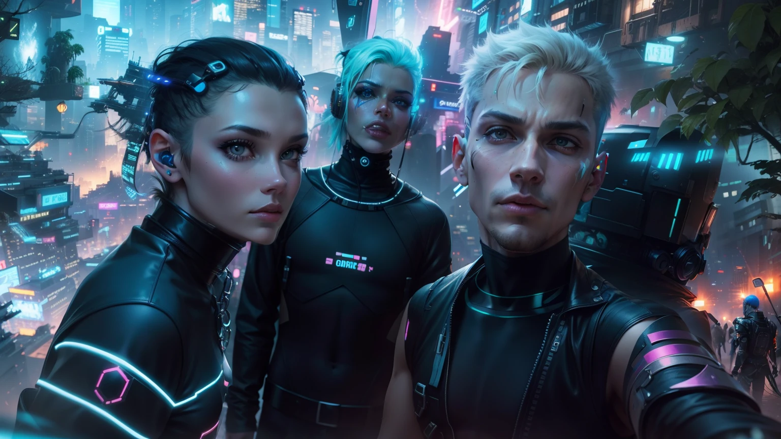 Group of cyber punk salfie photo