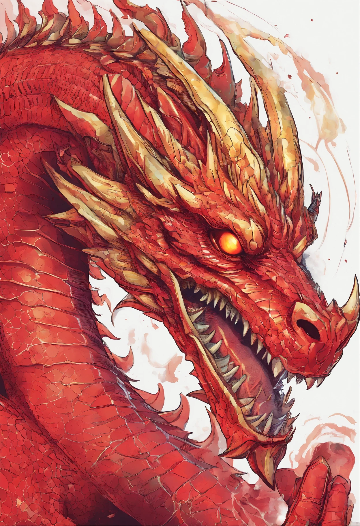Isometric view, digital painting of a  a huge sinful hydra, red glowing eyets, masterpiece, ultra quality, high quality Dark fantasy style,  fine brushwork, white background, white background