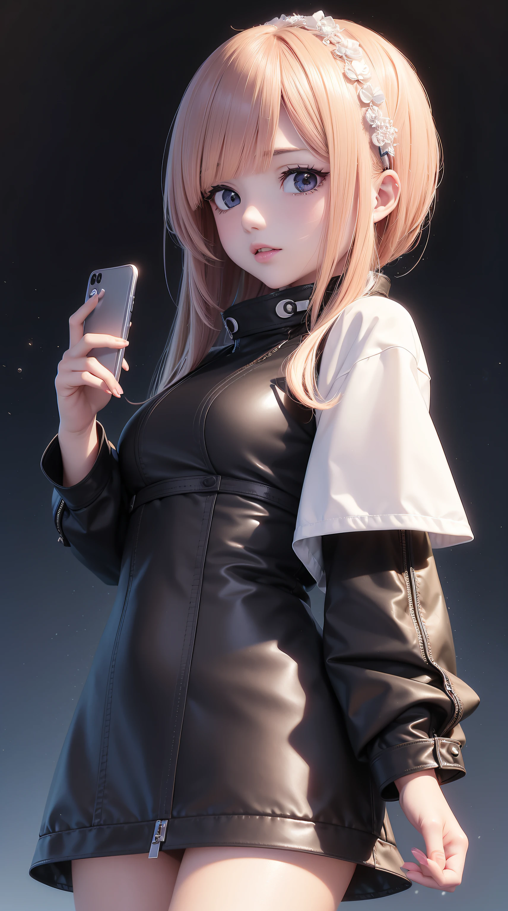 Anime - imagem de estilo de uma mulher em um vestido com uma jaqueta de couro, usando fones de ouvido, photorealistic anime girl rendering, arte cg anime suave, Estilo anime 3D realista, anime. soft lighting, arte de anime realista, arte de anime digital, arte de anime digital detalhada, estilo anime 4K, Advanced digital anime art, menina anime sedutora, arte digital estilo anime, anime estilo 3d