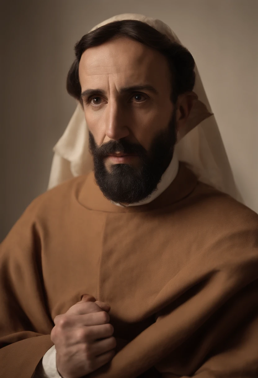 Um homem com barba e um manto marrom, st francis of assisi, Arte Religiosas, Realista, Francisco de Zurbaran, Directed by: Francisco de Zurbarán, portrait of saint of the pit, Retrato do monge, Directed by: Antonio de la Gandara, santo, monge, Zurbaran, inspired by Francisco de Zurbarán, inspirado em Antonio de la Gandara, by Francisco de Holanda