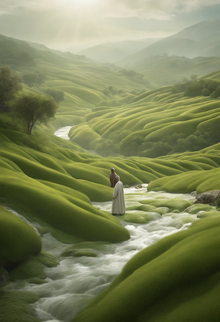 (Masterful, superb, super detailed, ultra high resolution)), a monk standing in flowing landscape flowing scenery flowing landscape rendered in a movie theater, organic flowing forms Gothic terrain and topography light green and white Mediterranean landscape fluidly forming
The text seems to be describing in an elaborate way a highly detailed image of a monk standing in a flowing landscape with Gothic inspired terrain, in light green and white colors, resembling a Mediterranean landscape. The text emphasizes the flowing, fluid nature of the image and that it has a very high level of detail and visual quality, like it was rendered for a movie.