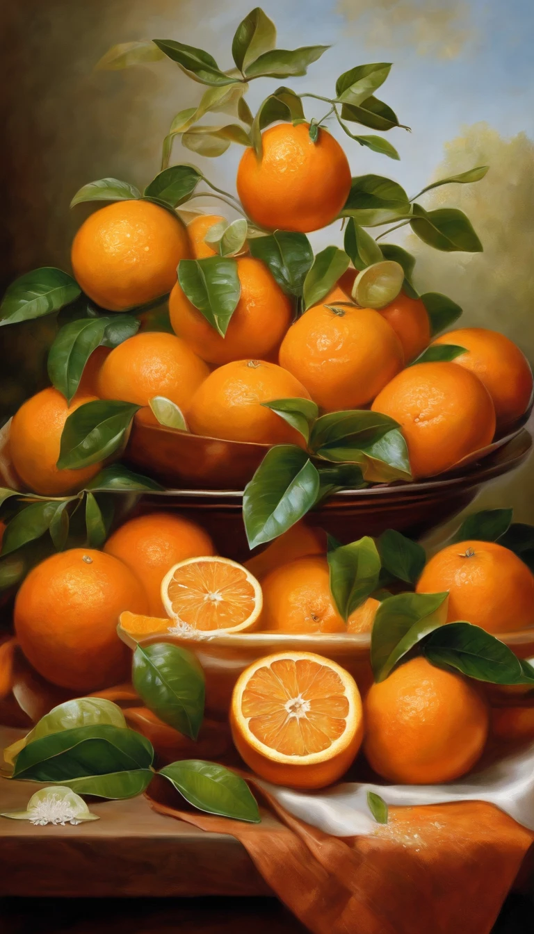 Oranges, Sprinkle on the table, hyperrealistic digital painting, colorful hyperrealism, amazing food illustration, amazing food photography, ultrarealistic oil painting, hyper realistic color photo, ultrarealistic oil painting, realistic colorful photography, ultrarealistic oil painting, ultrarealistic oil painting, beautiful 3d render, hyperrealistic digital painting