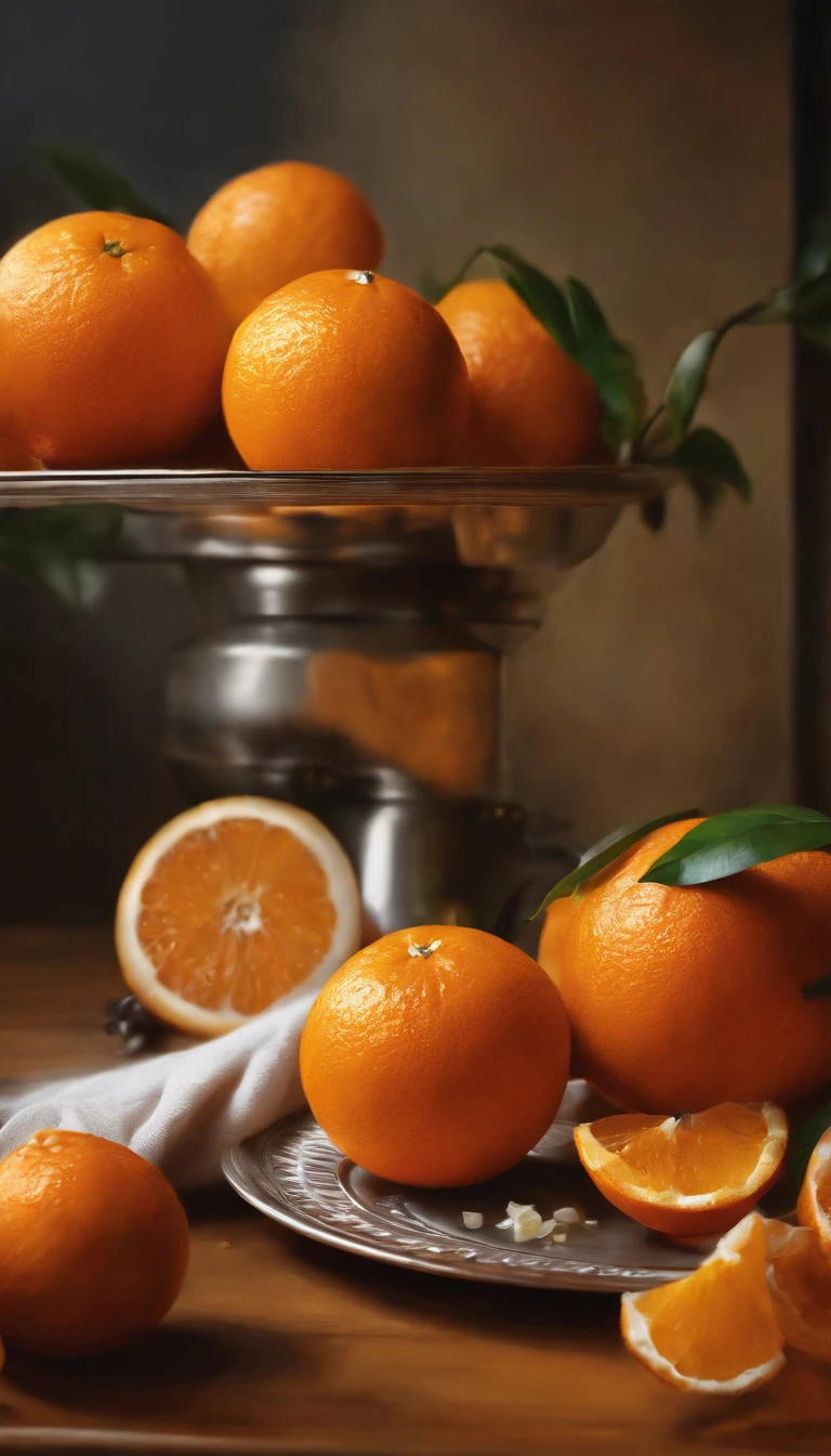 Oranges, Sprinkle on the table, hyperrealistic digital painting, colorful hyperrealism, amazing food illustration, amazing food photography, ultrarealistic oil painting, hyper realistic color photo, ultrarealistic oil painting, realistic colorful photography, ultrarealistic oil painting, ultrarealistic oil painting, beautiful 3d render, hyperrealistic digital painting