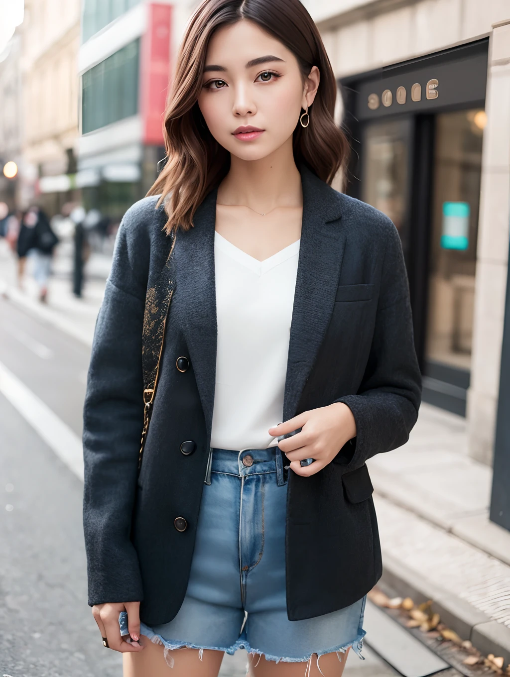 2023 Autumn Outfit、Beautuful Women、In the street、Realistic eyes、Realistic skin type