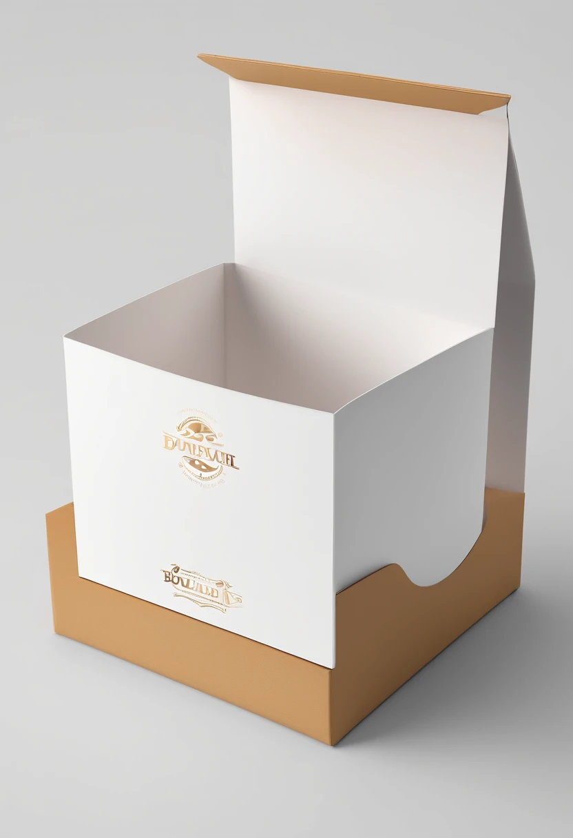 Generate a variety of blank product boxes for showcasing logo designs. Each box should represent a different type of product (e.g., a cereal box, a shoebox, a perfume box) with a clean and appealing design that leaves space for inserting logos. Ensure that the generated images are high-resolution and suitable for presenting logo concepts to clients.