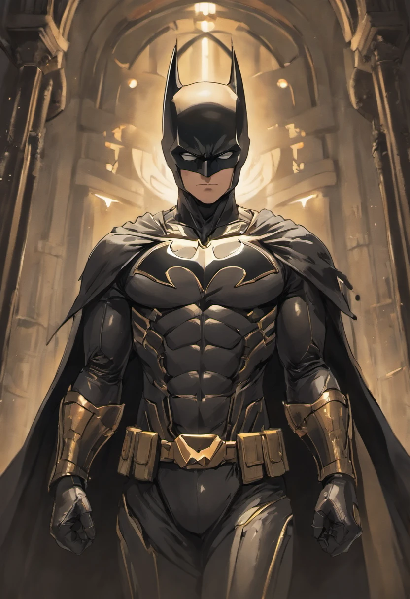 Foto de corpo inteiro do Batman em terno estilo armadura branca e dourada, no mask on, capa branca, looking at the center camera, perfect composition, majo, detalhado, intrincado, Intricate octane render trend in Artstation, 8 k artistic photography, arte conceitual fotorrealista, soft natural volumetric cinematic perfect light, Chiaroscuro, fotografia premiada, master part, oil on the canvas, Raphael, Caravaggio, Greg Rutkowski, Bipe, Beksinski, Giger, trending on ArtStation, foco nítido, Studio photo, detalhes intrincados, altamente detalhado, fundo noturno da cidade, Directed by: Greg Rutkowski
