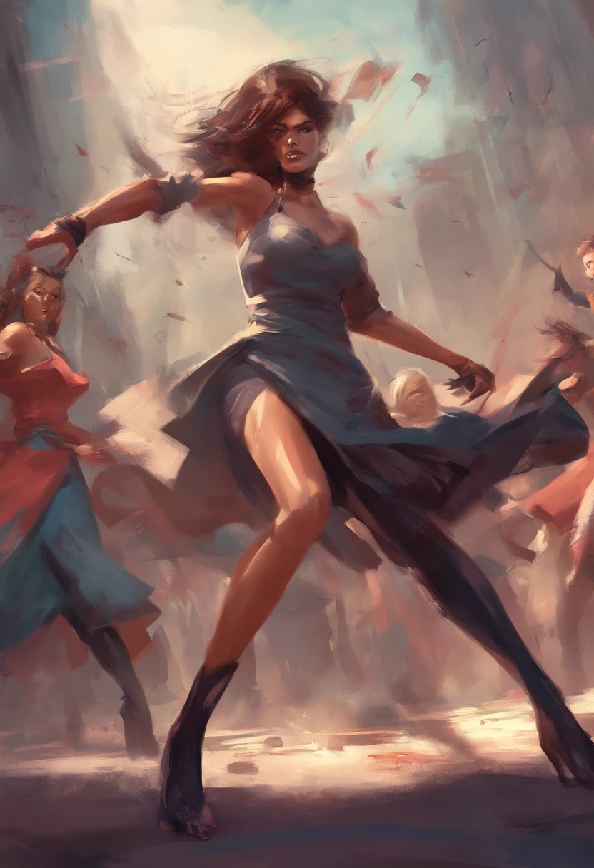 Girl brawl in dress catfight