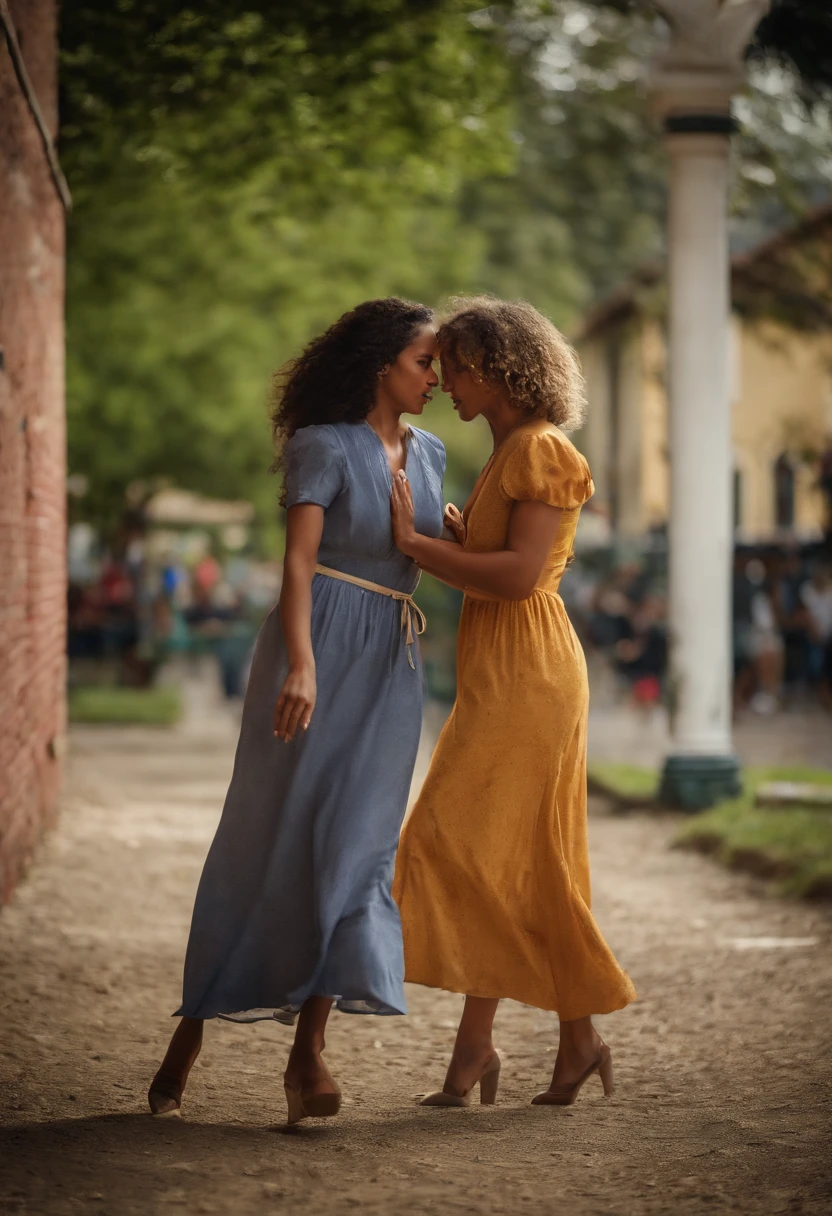 Brawl between young women in dresses　catfight