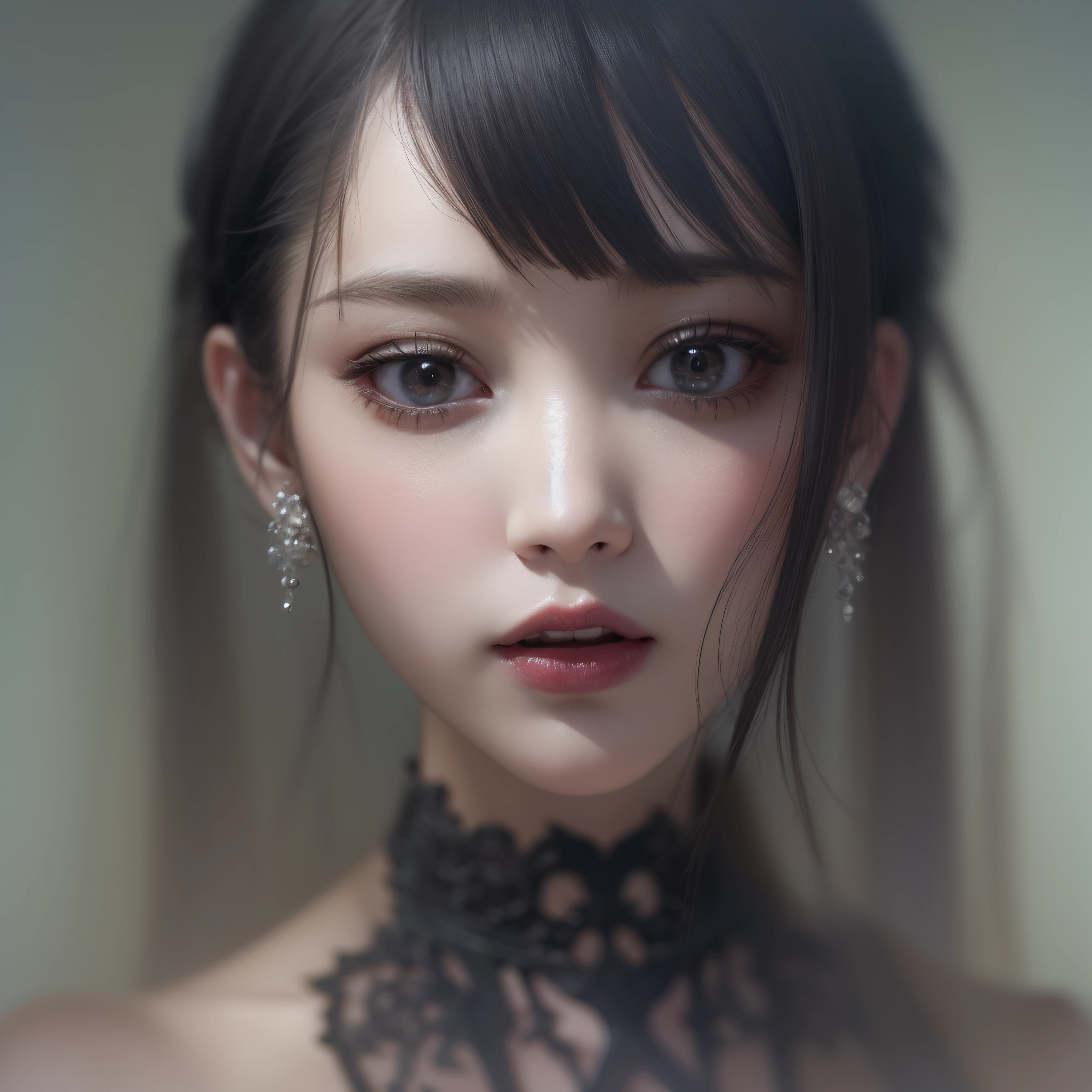 Gothic Girl、makeup、close up of face、(realisitic、hight resolution)、(1 girl in)、Do-Up Eye、Korean Girl、(Best Quality), (masutepiece), (1girl in), Solo, a beauty girl, Perfect face,,dreamlikeart、Highly detailed airbrush art((Surreal))、Volumetric lighting、(top-quality)、The ultra-detailliert、