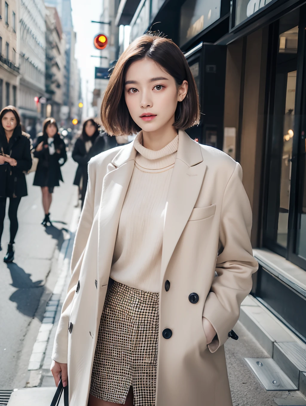 Fall 2023 outfits、Beautuful Women、In the street、Realistic eyes、Realistic skin type