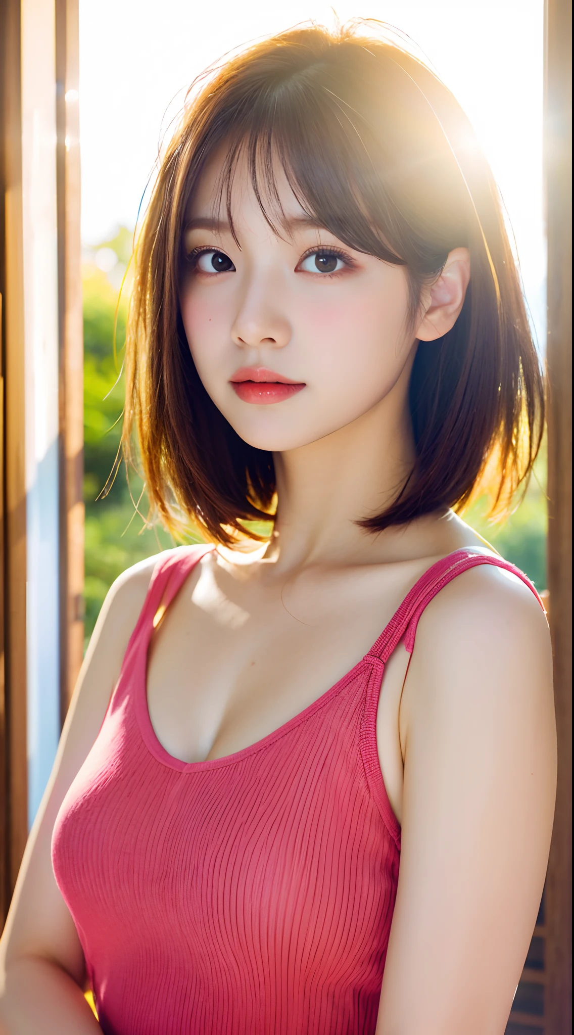 (masutepiece 、Best quality 、hyper HD 、professional)、(Photorealsitic:1.4)、1girl in、A Japanese lady、Natural light、Expose a few