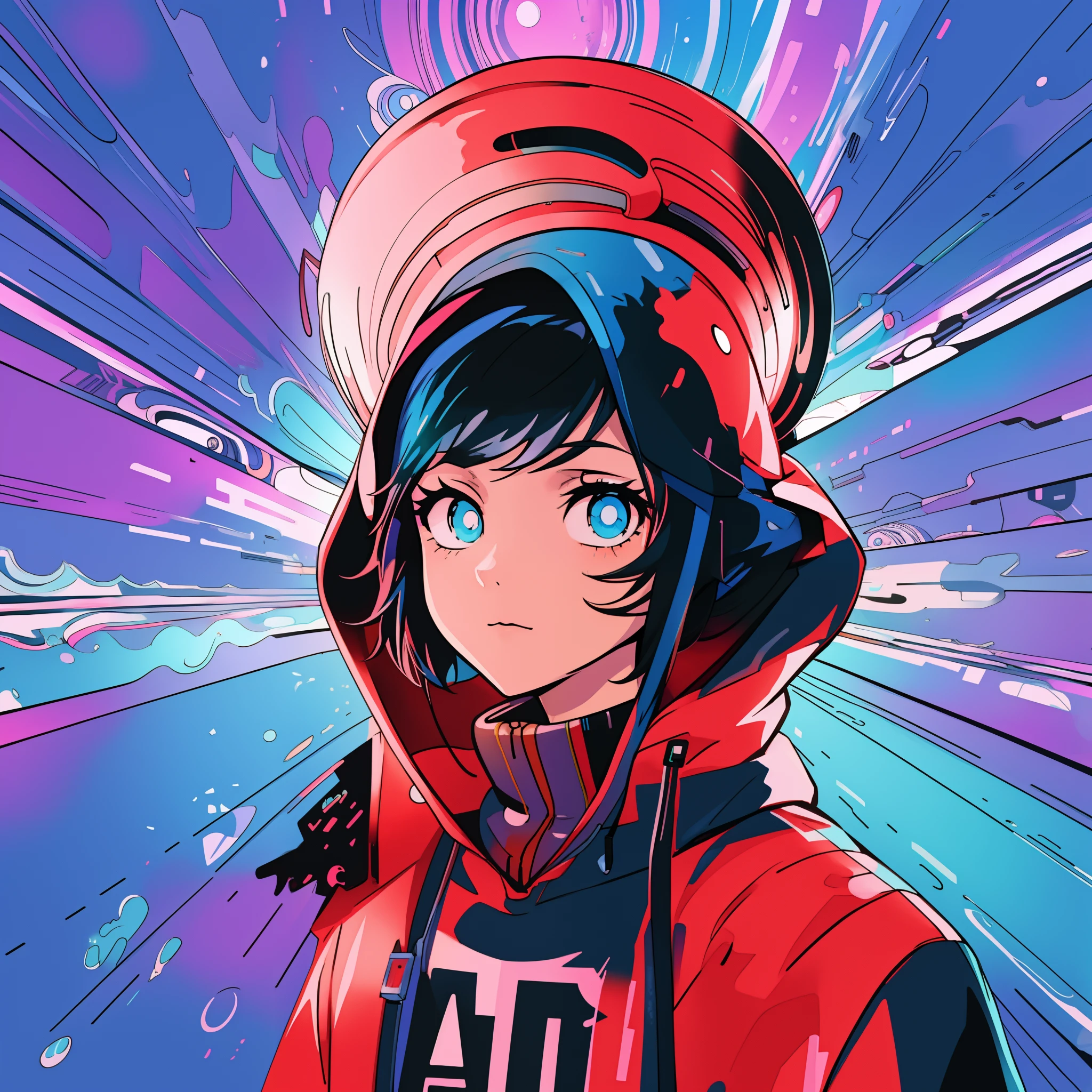 Anime girl with hoodie and hoodie on colorful background, anime style 4 k, cyberpunk anime girl in hoodie, anime style illustration, jen bartel, digital art in anime style, anime art wallpaper 4k, highly colorful,anime art wallpaper 4k, digital art in anime style, portrait anime space cadet girl, rossdraws cartoon vibrant, digital anime illustration, anime style artwork, anime abstract art