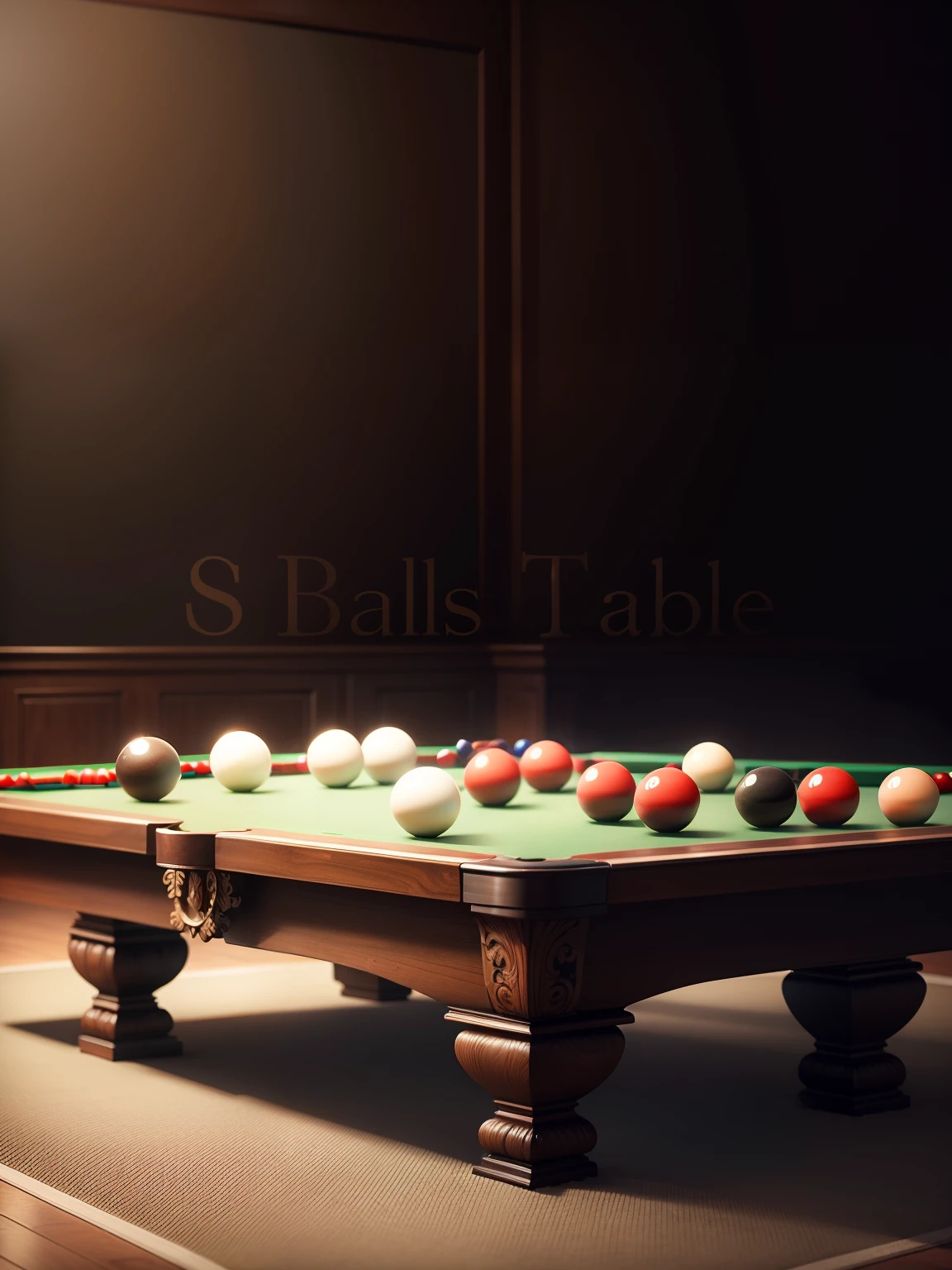 Put some snooker type theme in background, realistic, ultra realistic,8 Balls Table should look clear