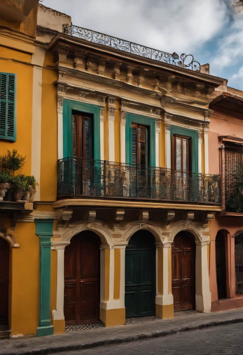 There is a building with balcony and balcony at the top, old building, visto de fora, 256x256, 2 5 6 x 2 5 6, Casas, shops and buildings, Vista exterior, lojas antigas, casa velha, vista externa, Location ( favela ), bem conservado, Bar local, building facing