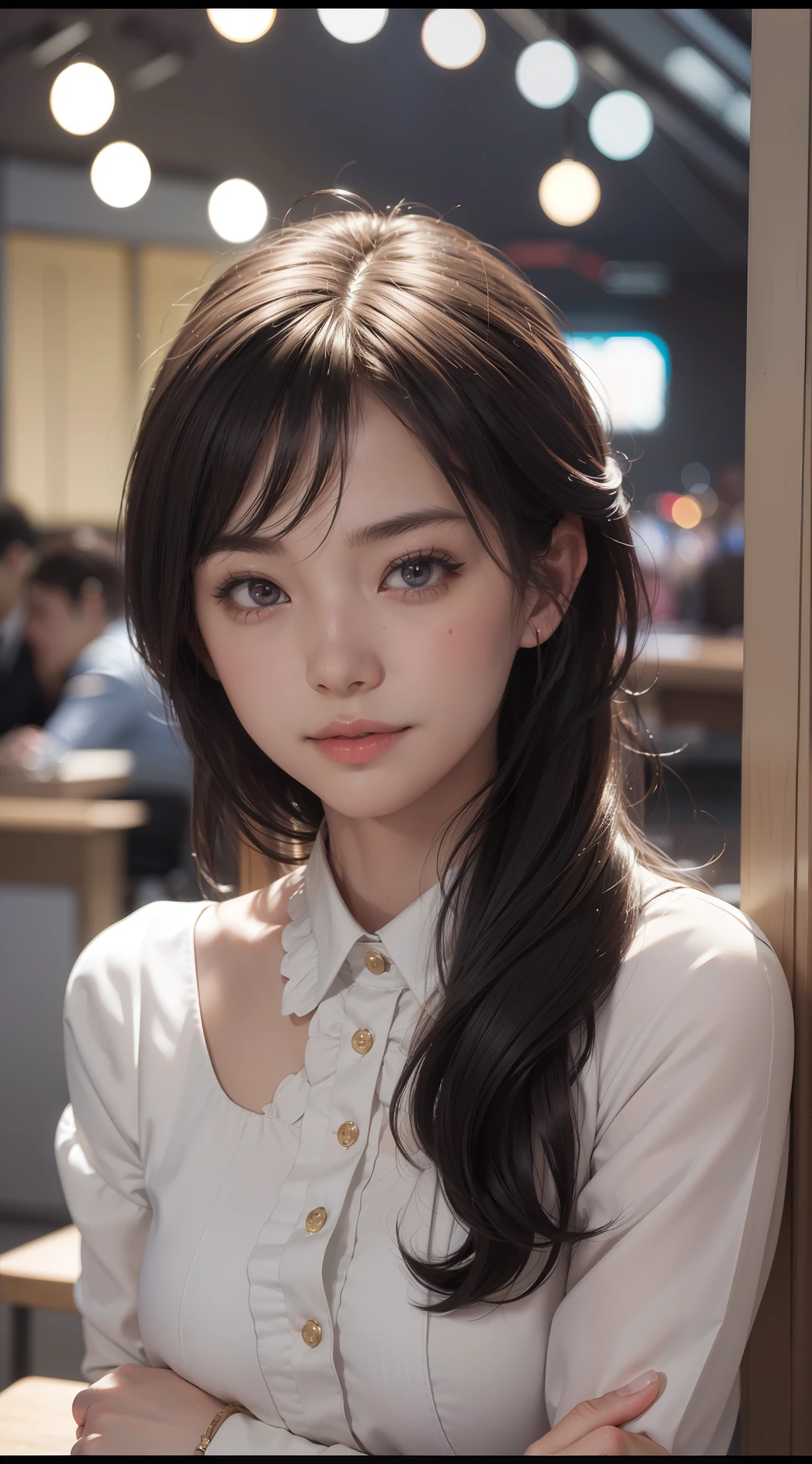 Photorealistic: 1.5, Office: 1.5, Suitable for office: 1.5, Formal wear: 1.5, e young Japanese, shy smile, droopy eyes: 1.3, People shot, (in 8K) , Master piece, (No retouching, Lip gloss, false eyelashes, real skin, top quality, super high resolution, depth of field, chromatic aberration, caustics, wide lighting, natural shading))