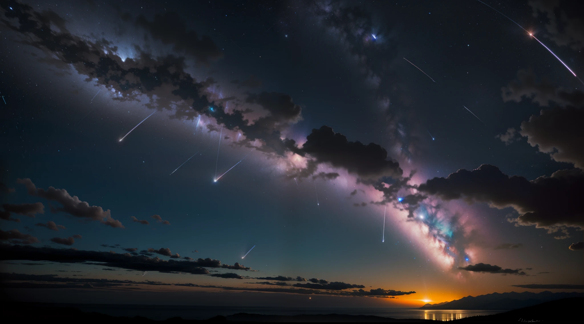 mesmerizing bulbous elliptical meteor shower in neon