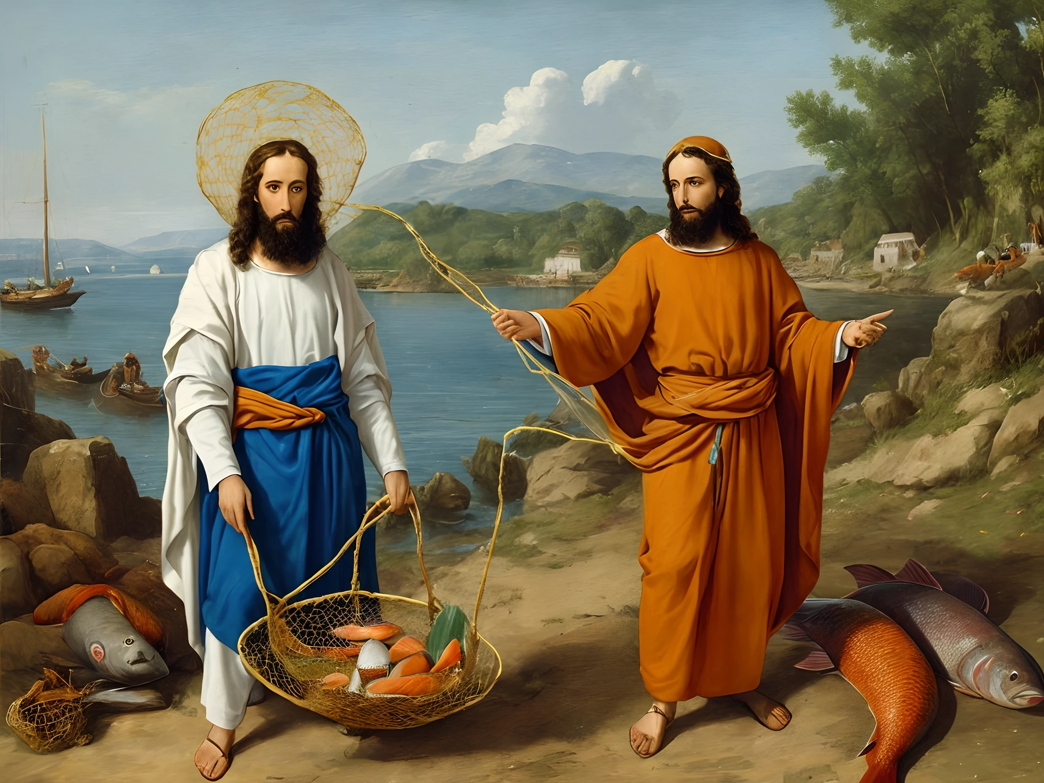 Apostle of Jesus with the net full of fish