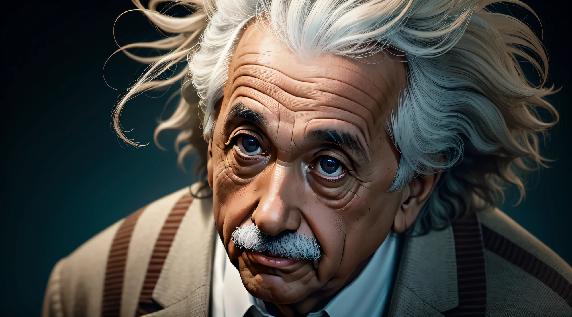 closeup de abert einstein, cabelos desarrumados, imagem ultra hd, 8k.