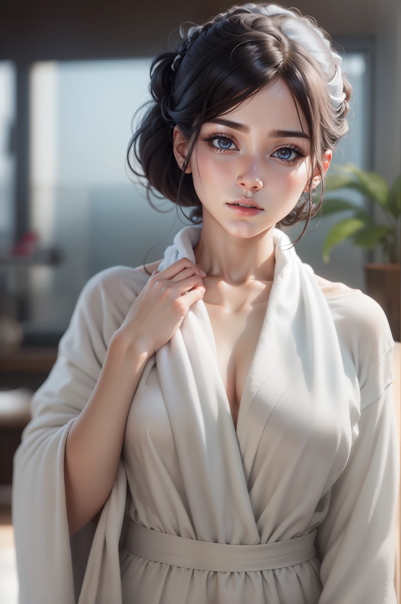 Best Quality, realisitic, Photorealistic, extremely highly detailed, an extremely delicate and beautiful, Raw foto,
s whole body, 27-year-old female, (Massage on the massage bed: 1.3), Black hair, Brown eyes, Small head, fashion girl, beautidful eyes, tiny boobs,real face, real skin, realistic face, Realistic skin, Detailed Eyes, Detailed facial features,
detailed clothing features, (Cover with a white towel:1.3), (Tie your hair with a white towel: 1.3)
dynamic poses, back-view, looking away, Focus on the buttocks, detailed face and breast,
(pureerosface_v1:0.33), (ulzzang-6500:0.33),