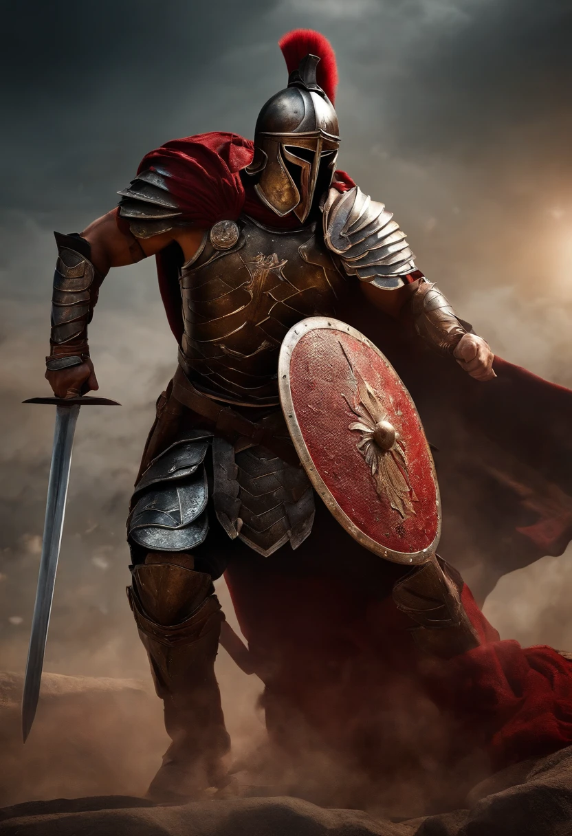 spartan warrior, fighting , bloody armor, epic, 8k