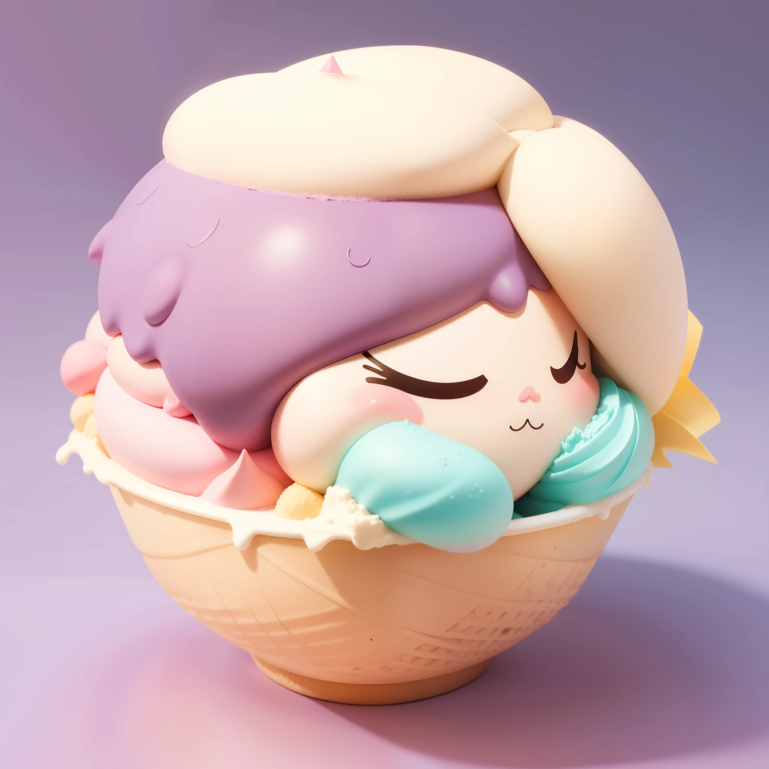 Simple vector editorial illustration , Cute Manga , pastel color、ice cream