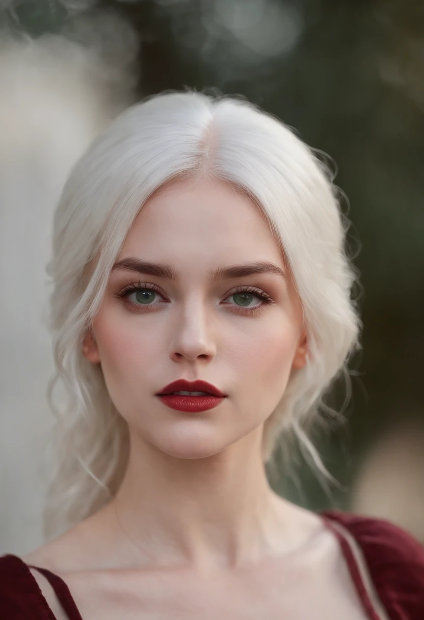 (((a deep reddish wound crosses her left cheek))) fair complexion, woman around 22 years old, natural white hair, distinctive green eyes, wearing nothing, slender and graceful, beautiful, candlelight in a campfire setting, ultra sharp focus, realistic shot, no female clothes, tetradic colors (scar:1.4)