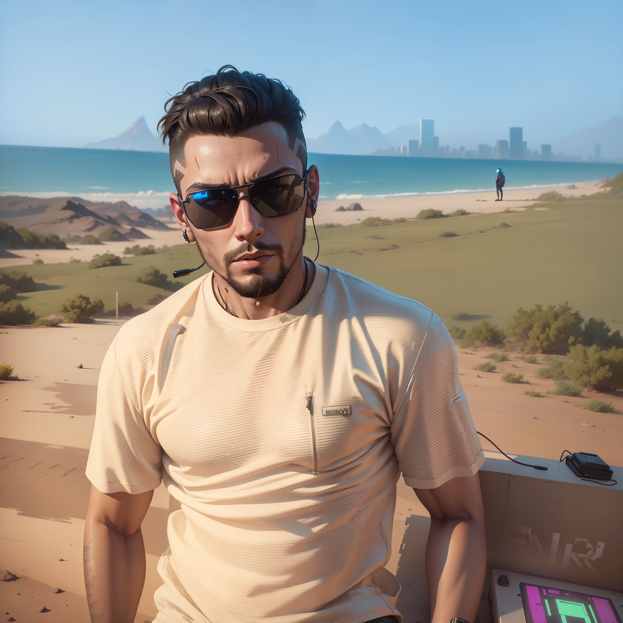 There's a man with headphones and a jacket, Wojtek FUS, retrato cyberpunk, O retrato da menina cyberpunk, Estilo de arte cyberpunk, pintura digital cyberpunk, cyberpunk themed art, advanced digital cyberpunk art, bela arte digital, style hybrid mix of beeple, detailed cyberpunk illustration, stunning digital illustration, estilo cyberpunk hiper-realista, Sci-Fi Digital Art Illustration