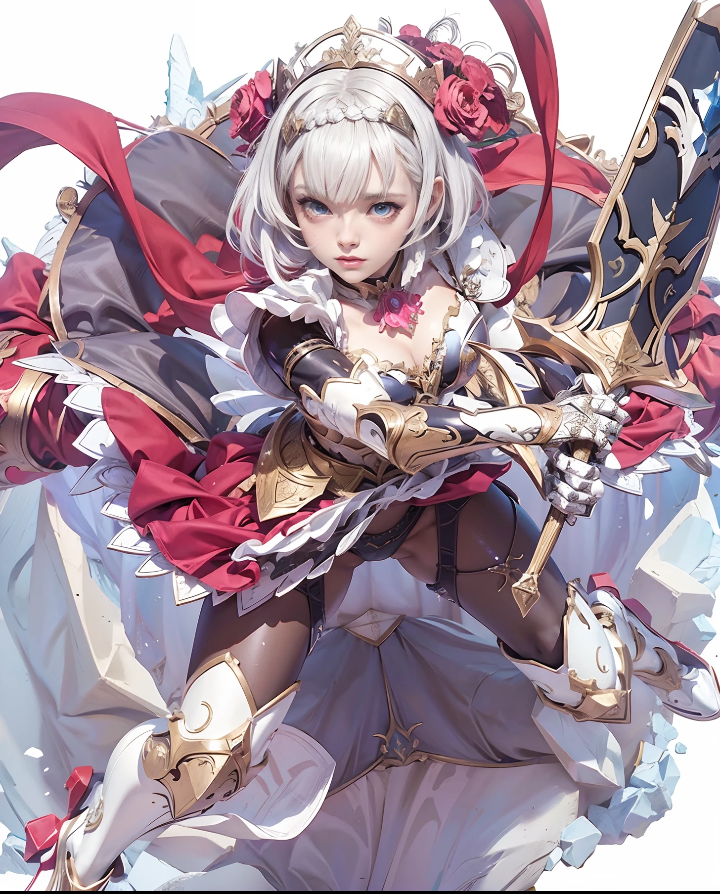 Noelle, Impacto Genshin，valkyrie，Senhora Cavaleiro，Anatomia correta，epic fantasy digital art，tmasterpiece，8k，high-definition resolution，desenho detalhado，Qulidade Superior，, Epic composition,