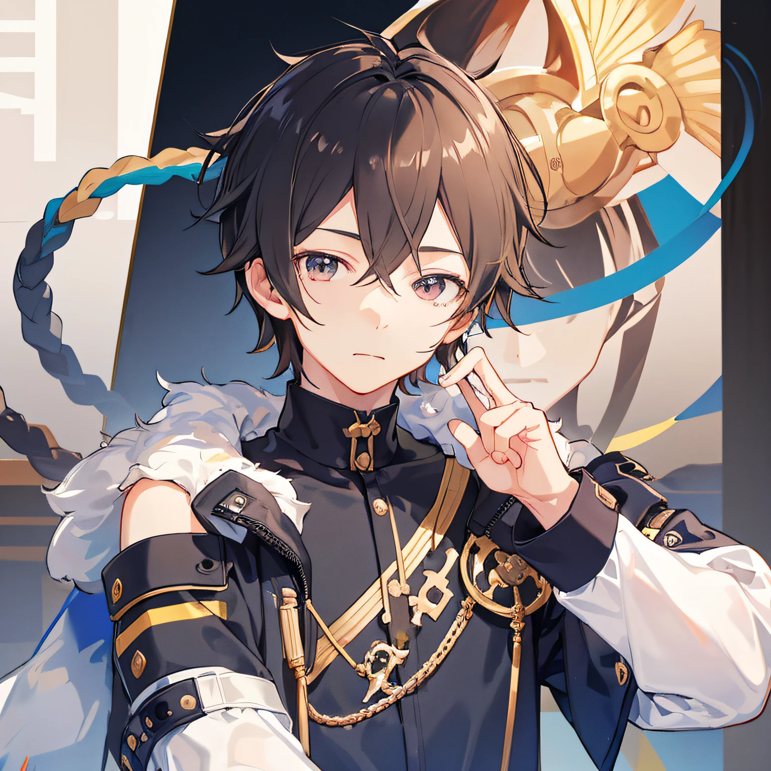 (masuter piece:1.2, High quality), (pixiv:1.4), (1 boy),, Male ,,Man's, 15 yes、Large faces、frontage、Above the shoulder、I looked straight at you.