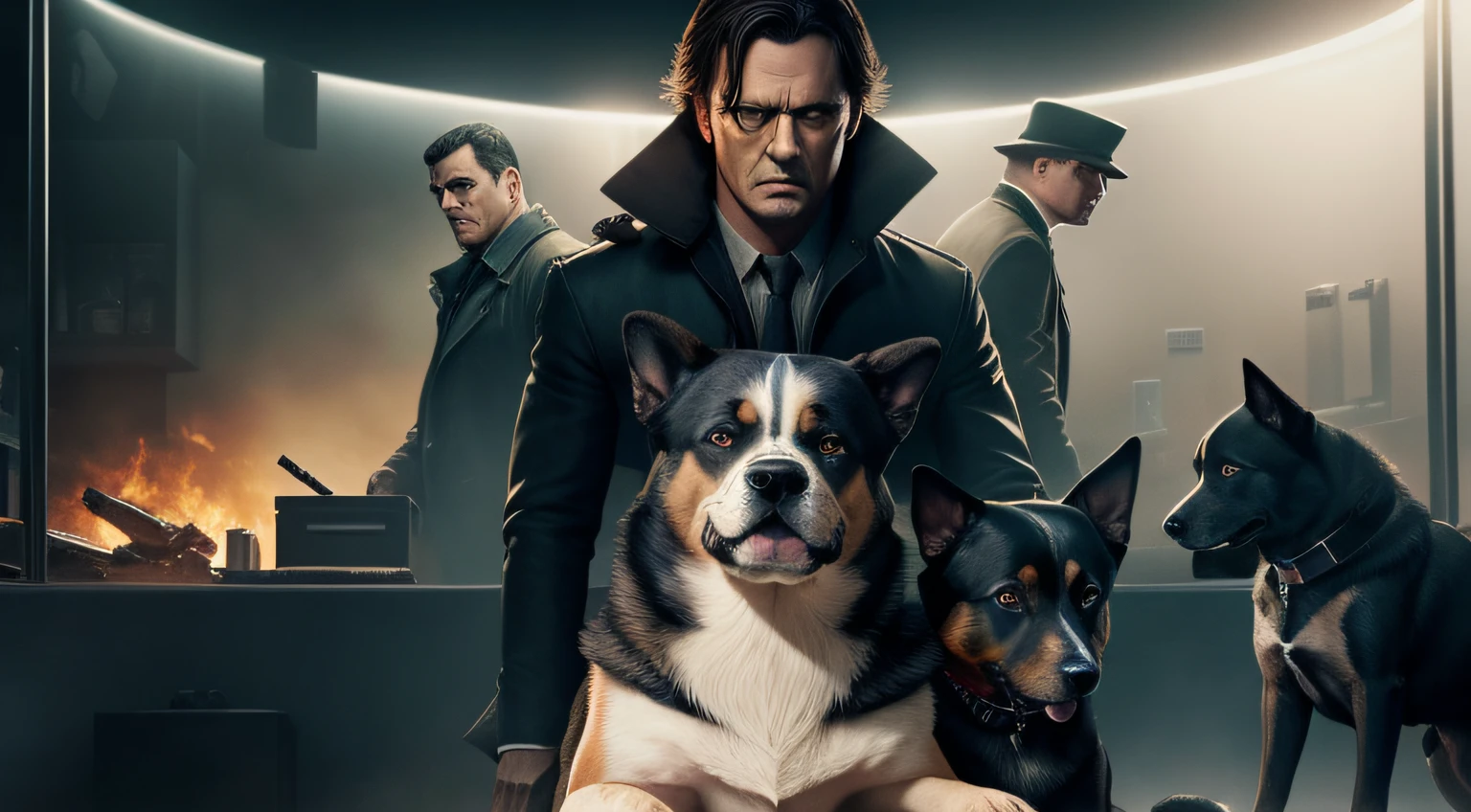 dark, crime, movie poster, dogs
