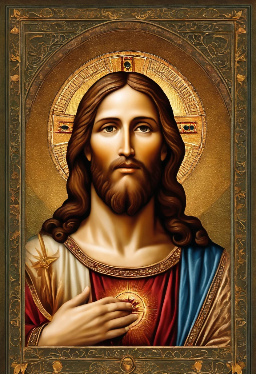Por favor, create a high-definition image of Jesus Christ with a focus on your bust, em um ambiente sereno e inspirador, where He radiates love and compassion. A imagem deve capturar Sua bondade e divindade, com cores suaves e uma atmosfera de paz. Make sure the image is detailed and suitable for large-format printing.
