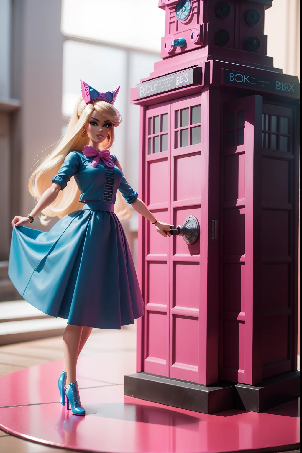 barbie becomes dr who with pink tardis and daleks
