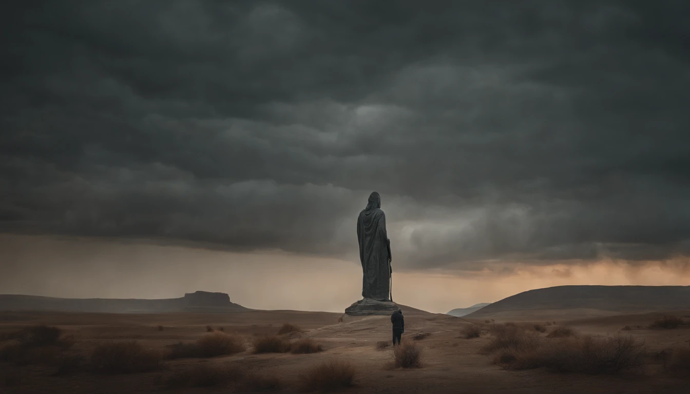 Stuart Lippincott style，God Online，in awe，Light，The Divine World，Floating huge futuristic statue，Skysky，Awe-inspiring and peaceful，Detailed composition，Subtle geometric elements，refuge，Fresh and soft atmosphere，amber hues，Tiny human figures surround huge statues，Fluid，Powerful and small coexist，Yuri Shwedoff style，Philip McKay style，Works of masters，超詳細，HighestQuali，8k