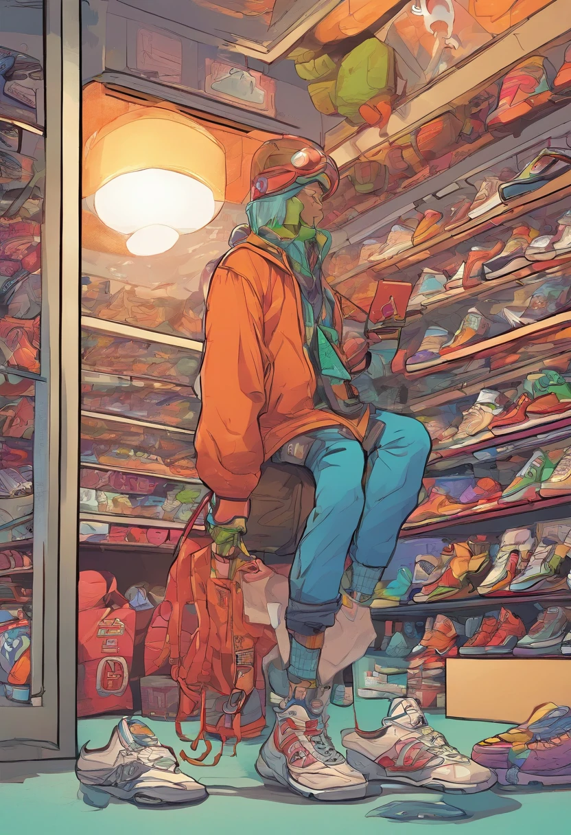 cartoon anime about a sneaker head from mars selling sneakers from the future