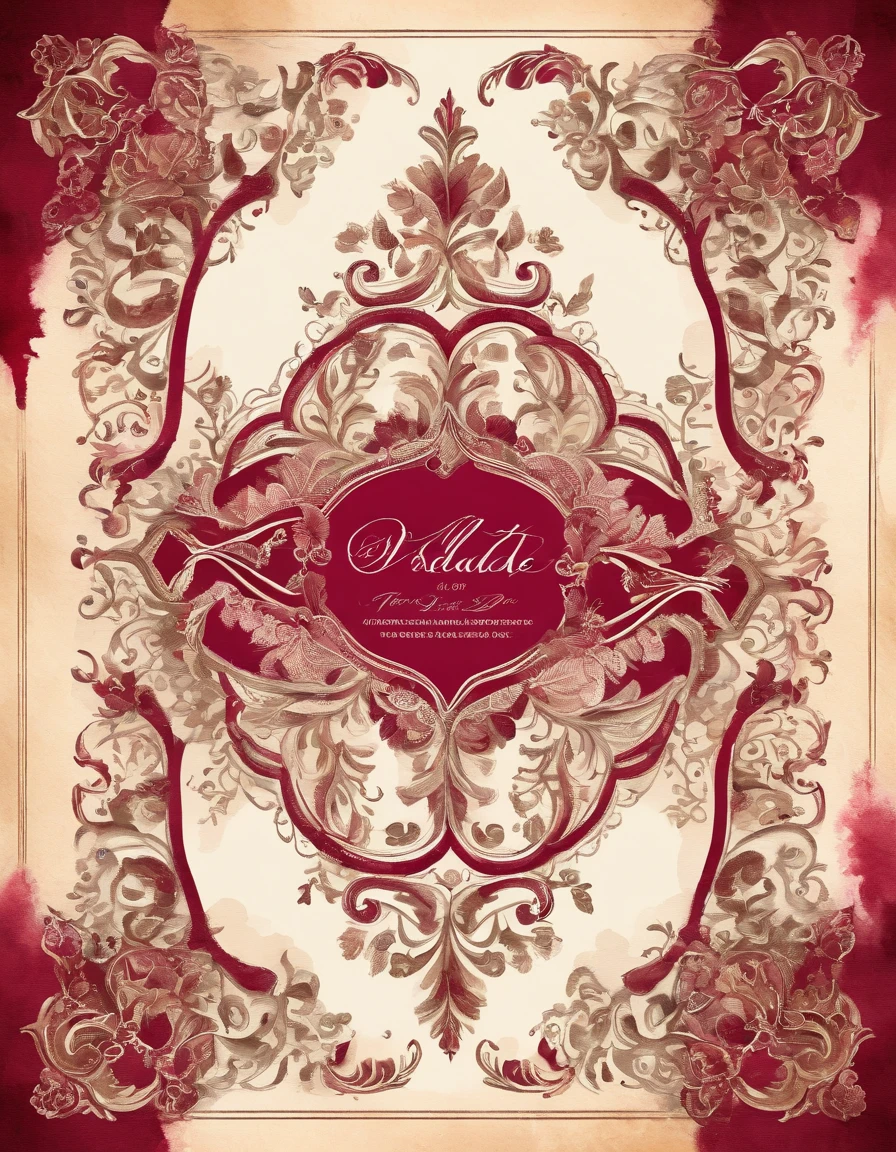Design a vintage wedding invitation card inspired by the opulence of the Victorian era. Incorporate intricate lace patterns, a muted color palette of ivory and deep burgundy, and elegant calligraphy fonts.